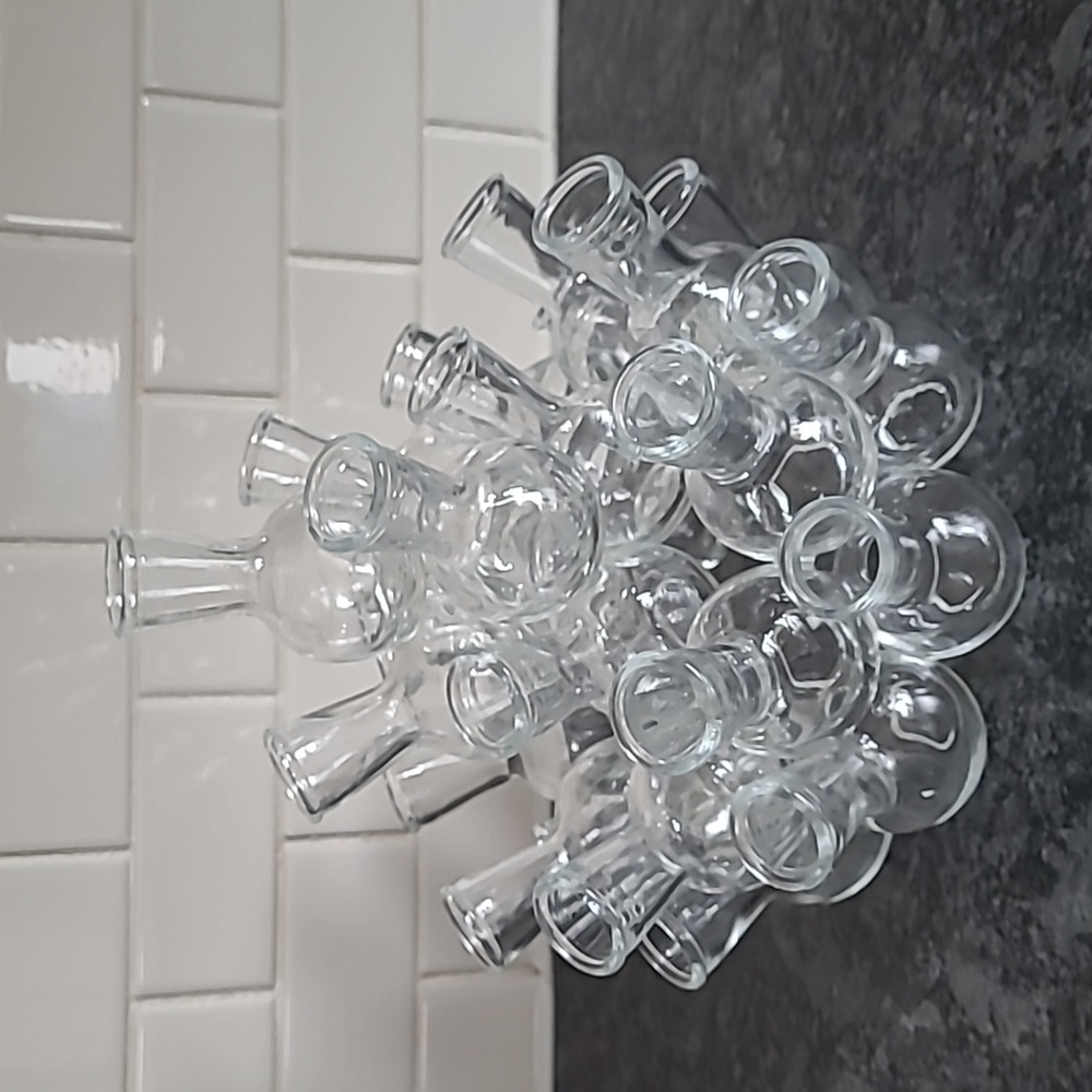 Vintage Clear Glass Bud Vase Cluster - Decorative Home Accent